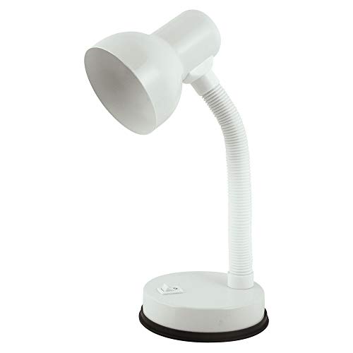 LLOYTRON 35w 'Mini Classic' Small Flexi Desk Lamp with Versatile Flexible Neck - Integral On/Off Switch - Approx. 28cm Height  L961WH  White