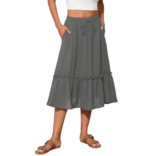Image of Witsmile High Waist Tiered Skirts for Women Flowy Skirts for Women Long Length with Pockets 2026 Fashion Trendy