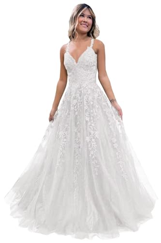 Eightale Lace Floral Wedding Dresses for Bride...