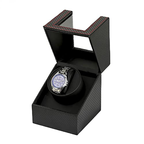 Preisvergleich Produktbild PIAOCHONG Advanced Automatic Uhrenbox Für 1 Armbanduhr wasserdichte Lederuhren Wickelhülle Ultra-Ruhige Uhrenbox Schmuck Watchbox,Schwarz