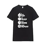 Pampling Camiseta de Manga Corta, 100% Algodón, Ropa Unisex para Hombre y Mujer, Serigrafiada con Cuello Redondo y Corte Recto, Color Negro (Favourite Routine, XL)