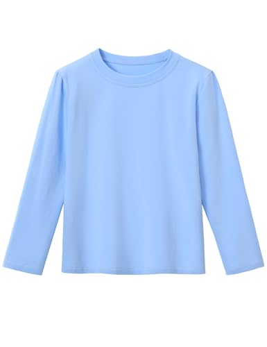 Image of KEREDA Girls Long Sleeve Shirts Soft Cotton T-Shirts Crewneck Basic Tees for Kids and Teen Girls Tops Clothes