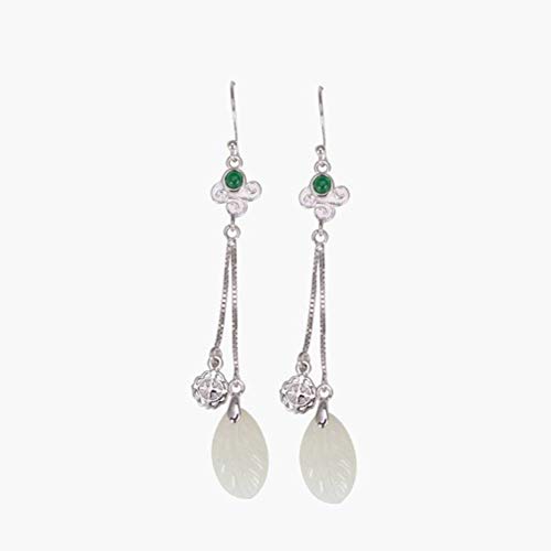 Boucle d'oreille en néphrite naturelle style chinois rétro et élégant