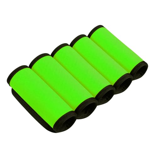 Image of 5 Pack Neoprene Luggage Handle Wraps - Soft Grip Covers for Suitcase, Carry-On & Backpacks - Travel Accessory & Colorful Baggage Identifier (5 Pack Green)