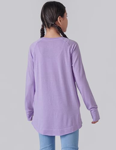 2-Pack Girls' Loose Fit Long Sleeve Tunic Tops with Pockets and Thumb Holes, Casual T Shirts for Tween Kids3