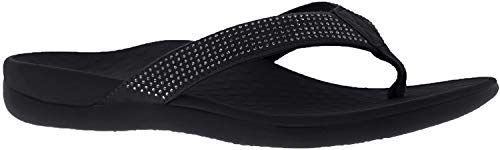 Vionic Women's Tide Rhinestones Toe-Post Sandal - Ladies Flip-Flop with Concealed Orthotic Arch Support Black Black 9 M US