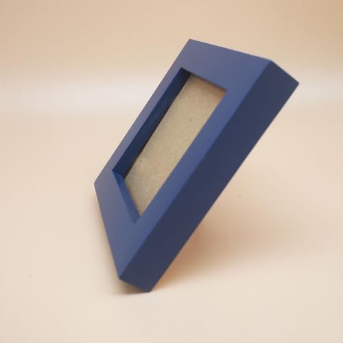Image of 3x3 Picture Frame Solid Wood,Blue. Table Top or Wall Mount Photo Frames with Plastic Glass for 3x3 Inches Pictures, Modern Home Office Decor