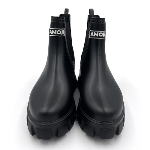 Image of Amoji Unisex Ankle Chelsea Rain Platform Rubber Waterproof Boots 917