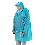Waterproof Rain Cloak with Backpack Cover for Camping and Hiking, 15D Nylon, Extended Brim, Blue, Size M（Blue L）