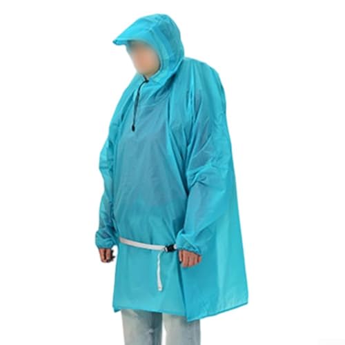 Waterproof Rain Cloak with Backpack Cover for Camping and Hiking, 15D Nylon, Extended Brim, Blue, Size M（Blue L）