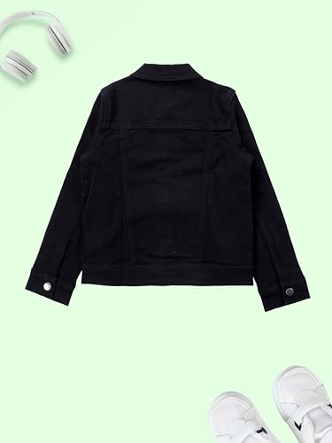 Image of KiddoPanti Boys Denim Jacket | Cotton Poly Blend with Spandex | Washed Denim, Full Sleeve | Button Closure & Front Flap Pockets | Collared Neck