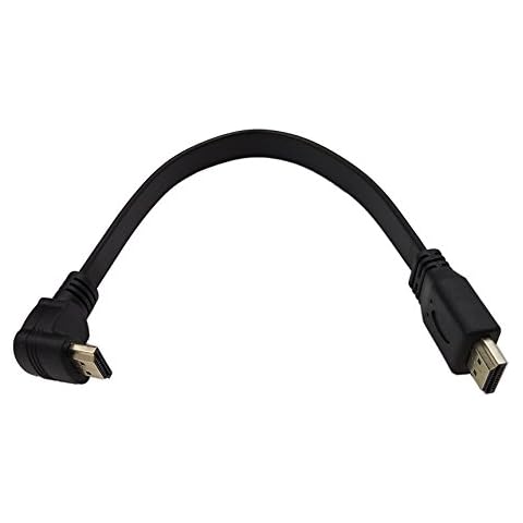 LEMENG 1FT Flat Slim High Speed HDMI Extension Cable A male to 90 Degree Up Angle A Male Cord Cover