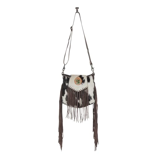 Myra Bag Western Leather Shoulder Bag for Women, Upcycled Boho Crossbody Bag with Tassel - Russet Fringe4