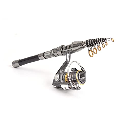 Angelrute Meer Angelrad Teleskopstange Rolle Combos Tragbare 2.1m Glasfaser Angelkolben Silber 2 Stücke