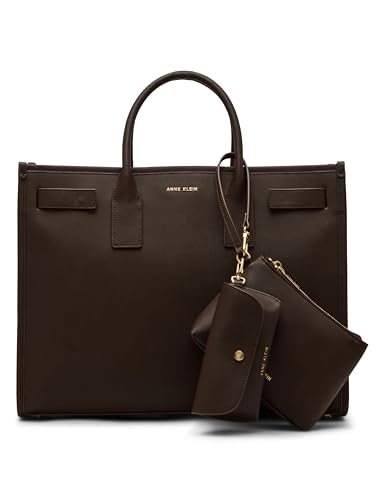 Image of Anne Klein Womens 3 Piece Work Tote Gift Set, Espresso