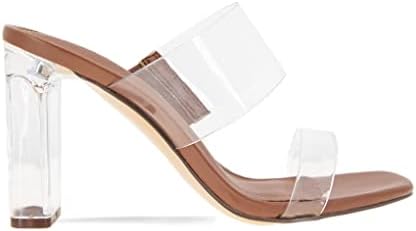 BCBGeneration Women's Georgie Heeled Sandal, Clear/Coffee, 9 | Image 1