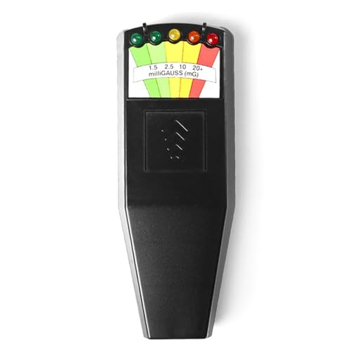 ハンドヘルド電磁界放射線検出器 EMF メーターポータブル EMF 磁界モニター家庭用 5 LED ガウスメーター 速い正確(Black)