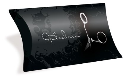 Gutscheinkarten in Etui-Form (10 Stück im Set) faltbar zum Etui, mit Schlitz zum Verschließen, Format geschlossen: 131 x 93 mm - Geschenkbox für Friseure, Haarstudios, Coiffeure