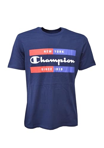 Champion Legacy Graphic Shop Authentic Box Logo S/S T-shirt para homem, Azul Marinho