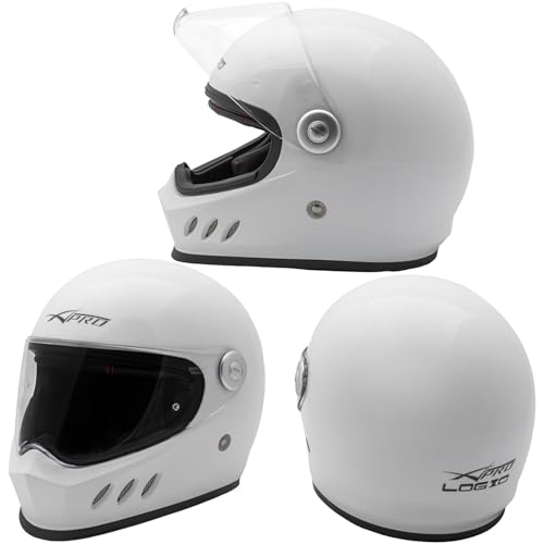 A-Pro Casco Integrale Moto Professionale Visierino Anti Graffio Touring Bianco XS