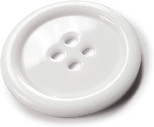 Image of Pack of 12 Buttons Diameter 25 mm,(1 inch) 4 Holed for Sewing and Art and Craft Round White Buttons with 4 Holes| (Button White)
