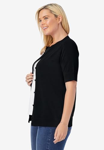 Woman Within Plus Size Perfect Elbow-Length Sleeve Cardigan2