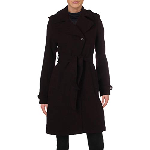 Guess Women's Wool Blend Belted Winter Midi Coat Purple Size S