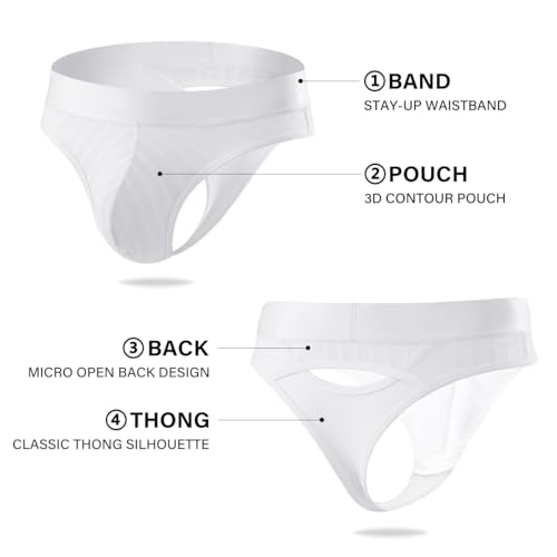 Arjen Kroos Men's Sexy Mesh Thongs Underwear 4 Pack Breathable Cool Silky & Lace Lingeries2