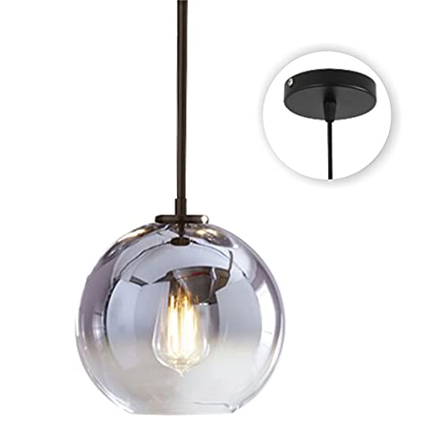Suspension globe en verre argent pour illuminer votre îlot de cuisine avec élégance