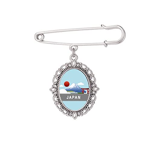 Broche de temple japonais train soleil rouge pour robe chemise châle veste accessoire taille M
