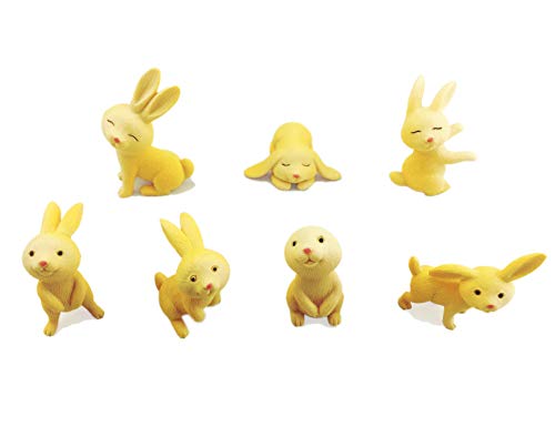 HoneyToys 7pcs Resin Mini Rabbits, Miniature Figurines, Fairy Garden Accessories, Fairy Garden Supplies, Fairy Garden Animals for Fairy Garden, Plant Pots, Bonsai Craft Decor