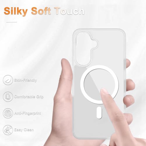 Image of DIZORO Compatible Samsung Galaxy A17 5g Case,Compatible with MagSafe, Non Yellow Military-Grade Drop Protection & Hard PC Back Cover Slim Transparent Anti-Scratch Shockproof Phone Case - Magsafe White