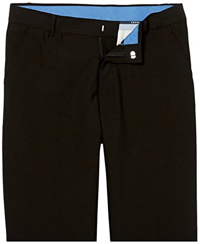 Izod Boys' Bi-Stretch Flat Front Dress Pant, Black Twill, 16 Husky #TOP2