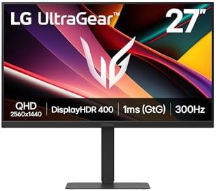 LG Ultragear™ 27G640A-B.AEUQ Ecran PC Gaming 27" - Dalle IPS résolution FHD (2560x1440), 1ms GtG 300Hz, VESA DisplayHDR 400, DCI-P3 95%, AMD FreeSync Premium, DisplayPort 1.4, HDMI 2.1, Inclinable