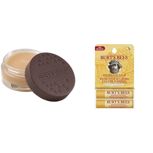 Burt's Bees Pack Dos Por Uno De Bálsamos Labiales Hidratantes De Origen 100% Natural Cera De Abejas, 2 Tubos En Caja De Blíster, 2 x 4.25 g + Tratamiento labial intensivo nocturno 100% natural