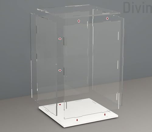 Image of Divin Acrylic Display for Organizing Collectibles Clear Box Display Action Figures Home Storage (White+Clear, 15X15X20Cm: 6X6X8 inch)