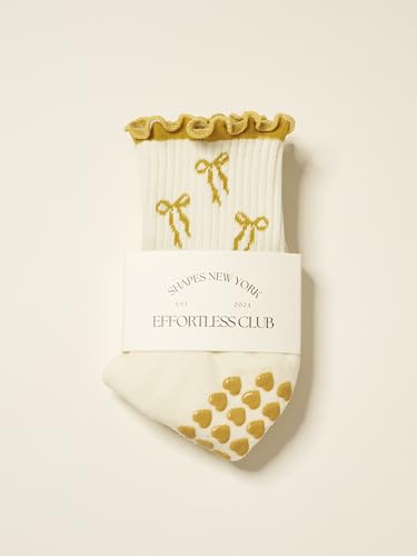 Image of Shapes Studio Half Calf Grip Socks, Cute Fruit Pilates Socks, Ruffle Socks, Non-Slip for Barre Yoga