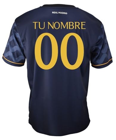 Real Madrid Camiseta Segunda Equipación Personalizada con tú Nombre de la Temporada 2023-2024 - Replica Oficial con Licencia Oficial - Adulto