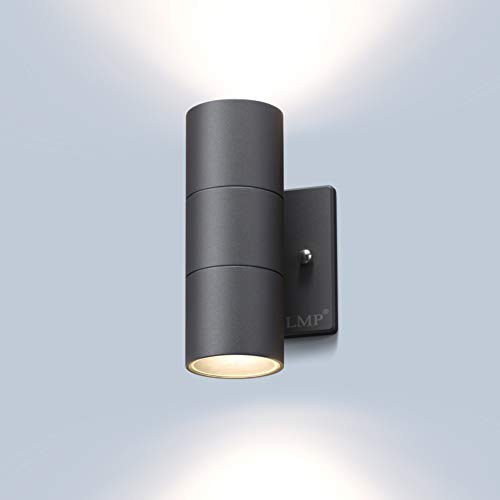 Image of LMP Modern Outdoor Wall Light, Aluminum IP65 Waterproof Porch Light | Up and Down, 3000K 5W G10 Bulbs Included, ETL Certified, Outside Wall Exterior Lighting Fixtures for House,Front Door,Garage