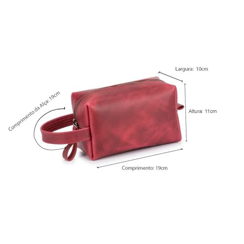 Necessaire Executiva Estojo Organizador para Viagem Couro Legítimo(Bordô)