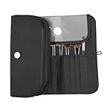 Jongpinth Portable Travel Makeup Storage, Cosmetic Bag with Clear Window, Cosmetic Case Organizer for Women, Makeup Brush Roll up Bag, 9.05 * 4.13 * 2.75 In, Black