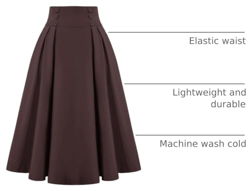 Image of Belle Poque Women's Midi Pleated A-Line Skirts Pockets