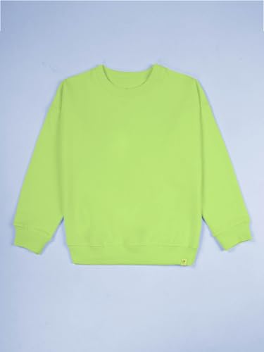 Image of KiddoPanti Boys Solid Round Neck Full Sleeve Fleece Sweatshirt | 60% Cotton 40% Polyester | Soft Warm Winter Pullover | Ribbed Cuffs & Hem | Casual Winter Sweatshirt for Kids