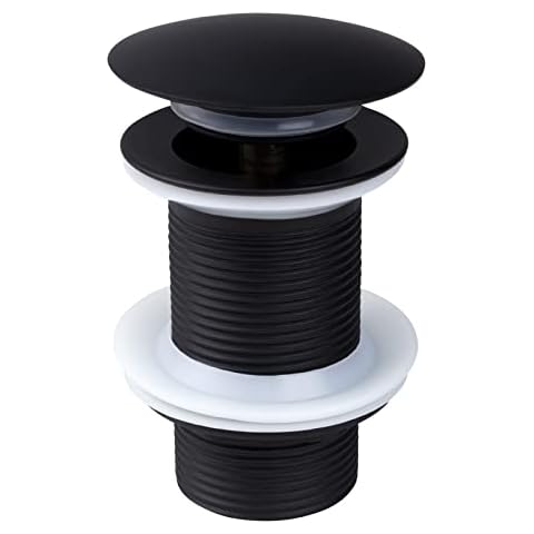 Swetup Click Clack Basin Waste Unslotted, Bathroom Sink Waste Black Unslotted,Basin Sink Waste Modern Pop Up Click Clack Sprung Plug without Overflow Pop Up Basin Waste for Washbasin Sink Tap Bathroom Cover