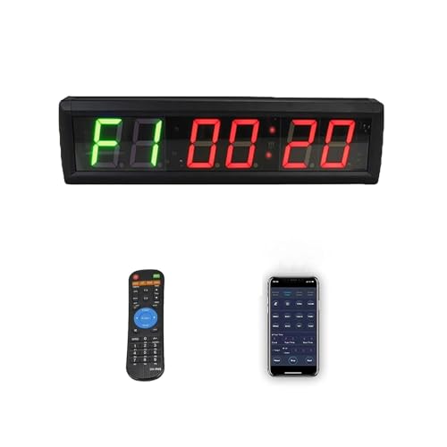 Temporizador de reloj de gimnasio, Temporizador de pared for gimnasio con intervalos de control remoto for el hogar MODELO RB2B-2.3R, placa de metal de 1 pieza, 1-2,3 pulgadas Pantalla grande y brilla