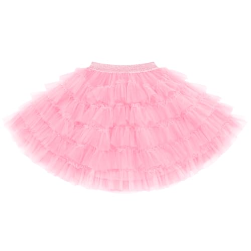 Stelle Pink Tutu Skirt Toddler Layered Short Fluffy Tulle Skirt Casual Wear(Pink 4-5Y)