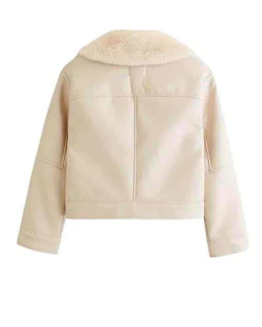 Kids White Faux Shearling Leather Jacket3