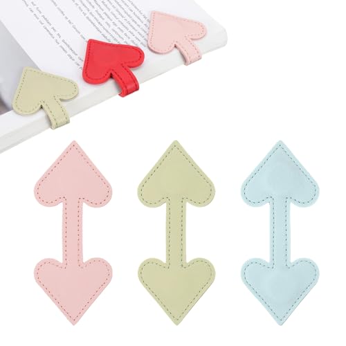 Marque-pages magnétiques en forme de coeur PATIKIL lot de 3 pièces rose vert bleu