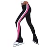 Kunstschaatsbroek, elegante lijnen op het linkerbeen Warme stretchpanty’s voor volwassenen, dames en meisjes Training Competitieprestaties Waterdichte schaatsbroek,Roze,3XS