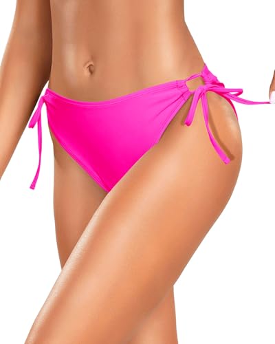 Image of Zmart String Tie Side Bikini Bottoms - Women Full Coverage Swimsuit Bottom Mid Rise Mid Waist Swim Bathing Suit Bottom